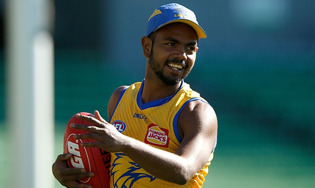 AFL 2018 Training - West Coast Eagles 150518 PERTH, AUSTRALIA - MAY 15: Willie Rioli of the Eagles looks on during a West Coast Eagles AFL training session at Subiaco Oval on May 15, 2018 in Perth, Australia. (Photo by Paul Kane/Getty Images/AFL Media)